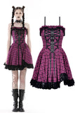 Rebel pink check sweet cool dress DW848