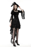 Gothic princess bell lace sleeves velvet dress DW858