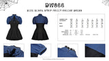 Blue black strip frilly collar dress DW866