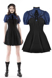 Blue black strip frilly collar dress DW866