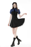 Blue black strip frilly collar dress DW866