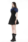 Blue black strip frilly collar dress DW866