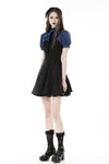 Blue black strip frilly collar dress DW866