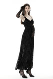 Gothic rose flocking maxi strap dress  DW867