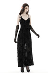 Gothic rose flocking maxi strap dress  DW867