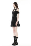 Black sexy lace up collar strap dress DW868