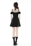 Black sexy lace up collar strap dress DW868