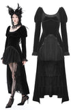 Gothic velvet ruffle lace hem high low dress DW877