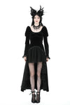 Gothic velvet ruffle lace hem high low dress DW877