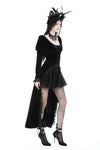 Gothic velvet ruffle lace hem high low dress DW877