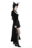 Gothic velvet ruffle lace hem high low dress DW877