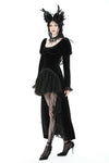 Gothic velvet ruffle lace hem high low dress DW877