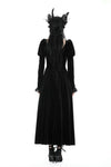 Gothic velvet ruffle lace hem high low dress DW877