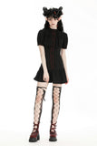 Gothic pleated collar blood-like crystal buttons dress DW969