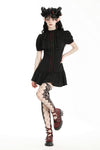 Gothic pleated collar blood-like crystal buttons dress DW969