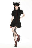 Gothic pleated collar blood-like crystal buttons dress DW969