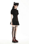 Gothic pleated collar blood-like crystal buttons dress DW969