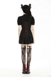 Gothic pleated collar blood-like crystal buttons dress DW969