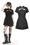 Black military gothic shirt dress DW975