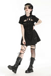 Black military gothic shirt dress DW975