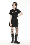 Black military gothic shirt dress DW975