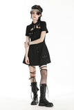 Black military gothic shirt dress DW975