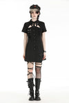 Black military gothic shirt dress DW975