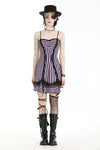 Punk Black and Purple Striped Knit Dress DW976