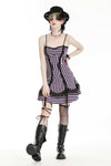 Punk Black and Purple Striped Knit Dress DW976