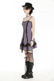 Punk Black and Purple Striped Knit Dress DW976