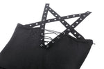 Irregular spider web knit dress with metal pentagrams DW979