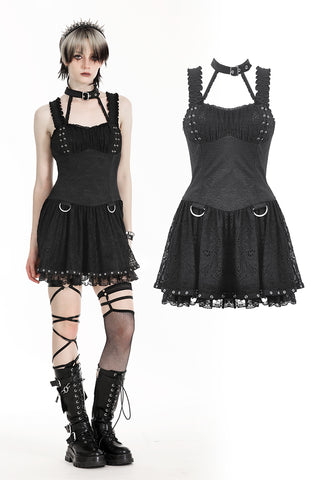 Punk black rebel lace dress. DW986