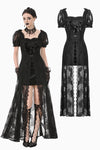 Gothic Faux Two-Piece Lace Velvet Rose Maxi Dress DW998