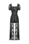 Gothic Faux Two-Piece Lace Velvet Rose Maxi Dress DW998