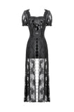 Gothic Faux Two-Piece Lace Velvet Rose Maxi Dress DW998