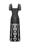 Gothic Faux Two-Piece Lace Velvet Rose Maxi Dress DW998