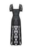 Gothic Faux Two-Piece Lace Velvet Rose Maxi Dress DW998