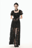 Gothic Faux Two-Piece Lace Velvet Rose Maxi Dress DW998