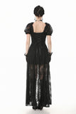 Gothic Faux Two-Piece Lace Velvet Rose Maxi Dress DW998