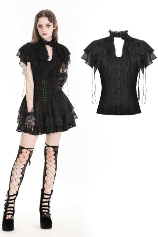 Gothic tattered cape mock two-piece blouse IW110