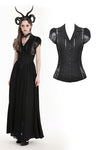 Gothic black sexy lace hollow out blouse IW113