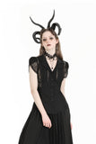 Gothic black sexy lace hollow out blouse IW113