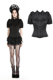 Black dolly ruffled  blouse. IW114