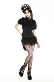 Black dolly ruffled  blouse. IW114