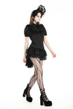 Black dolly ruffled  blouse. IW114