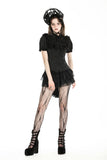 Black dolly ruffled  blouse. IW114