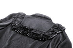 Black dolly ruffled  blouse. IW114