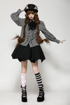 Dark lolita striped skull blouse IW116