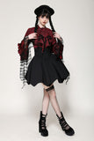 Gothic red inferno distressed frilly blouse IW119