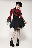 Gothic red inferno distressed frilly blouse IW119